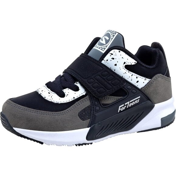 Kids Black Lightweight Tennis Athletic Casual Running Shoes Breathable Sneakers - Picture 1 of 7